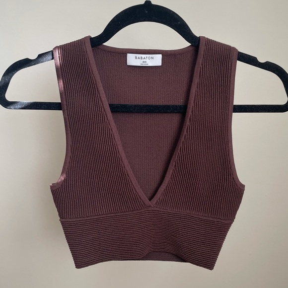 Babaton Tops - Aritzia Babaton Sculpt Knot Deep V Tank NWOT